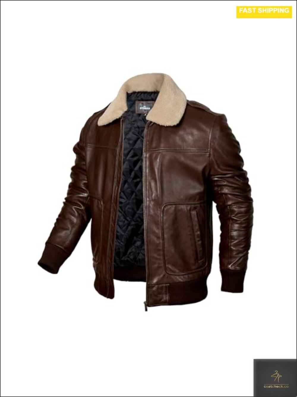 Men's Top Grain New Zealand Lambskin Leather Bomber Aviator Jacket with Diamond